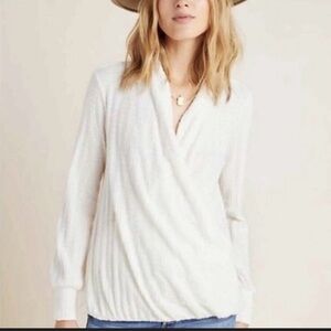Maeve by Anthropologie White Wrap Sweater